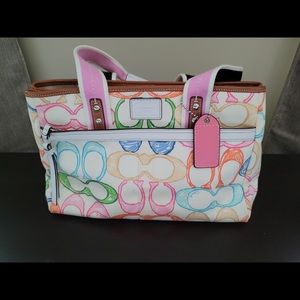 Rainbow color coach purse bag